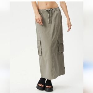 NWT Khaki Cargo Maxi Skirt Tencel